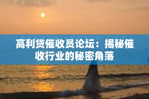 高利贷催收员论坛：揭秘催收行业的秘密角落