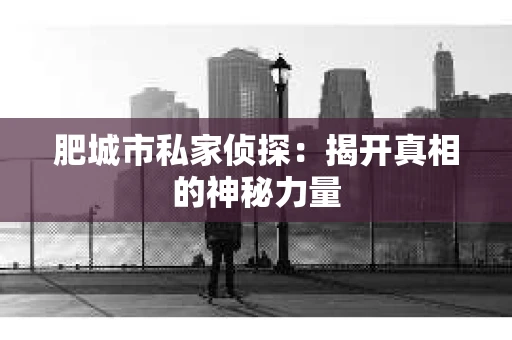 肥城市私家侦探：揭开真相的神秘力量
