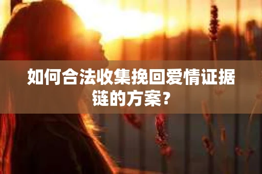 如何合法收集挽回爱情证据链的方案? 如何合法收集挽回爱情证据链的方案?